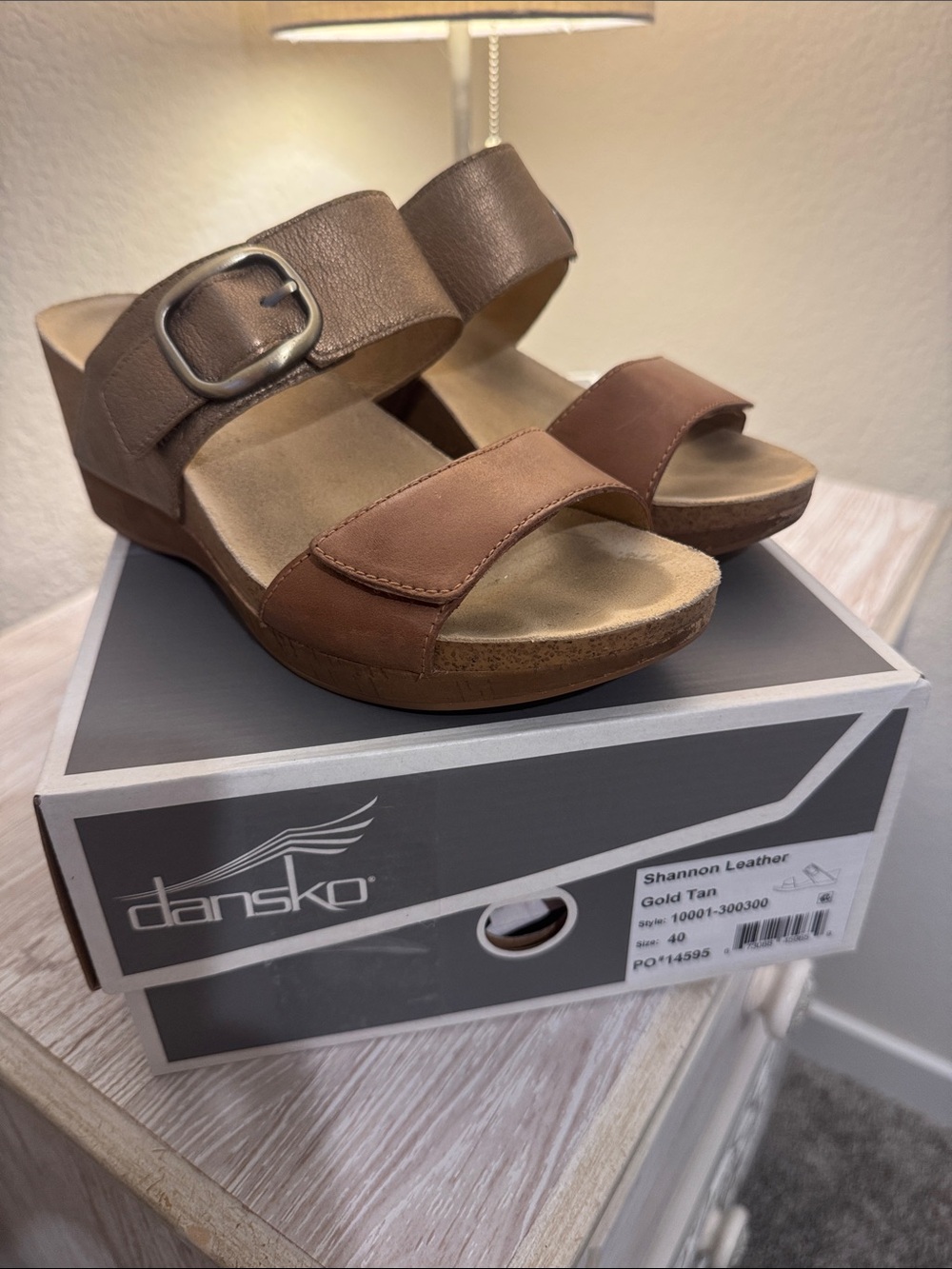 Dansko Shannon Leather Wedge Sandals - Brown Tan